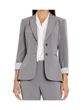 NWT Tahari Asl Notched Two-Button Blazer Heather Grey 8 MSRP $129